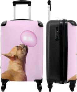 NoBoringSuitcases.com® Kinderkoffer - Hond - Dieren - Kauwgom - Roze - Kinderen - Trolley Kinderen - Past Binnen 55x40x20 Cm En 55x35x25 Cm - Reiskoffer Met Wielen - Koffertje -Reis Opberg Artikelen 1000x1200 10