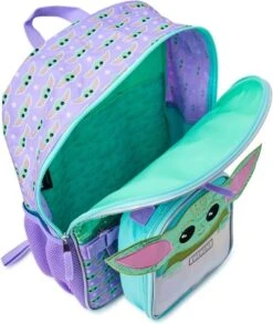 Disney Star Wars - Baby Yoda - Rugtas - Rugzak - Backpack - Paars - Groen - The Mandalorian - Inclusief Lunchtas - Afneembaar - Tweedelig - Glitter - Glamour - Pailletten - Eyecatcher - Back To School - Kinderen - Meisjes - Cadeau -Reis Opberg Artikelen 1011x1200 1