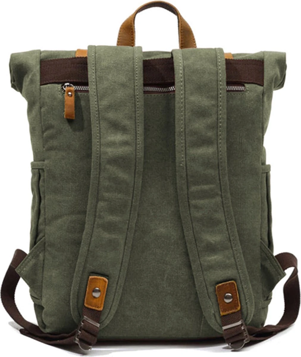 MORGNTAU - Ukiyo - Rugzak - Backpack - Groen - Canvas - Leer 5 MORGNTAU - Ukiyo - Rugzak - Backpack - Groen - Canvas - Leer - Afbeelding 3