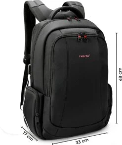 Tigernu Daily Laptop Rugzak 15,6 Inch – Rugtas - Dames En Heren – Spatwaterdicht – Anti Diefstal – 27 Liter - Zwart -Reis Opberg Artikelen 1012x1200