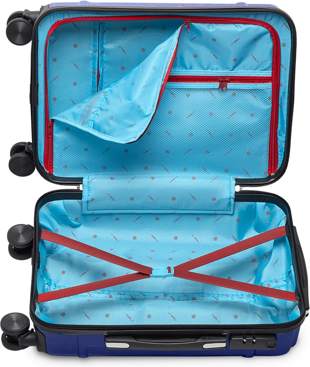Tesla PC - Handbagage Koffer - 55x35x20 Cm - 4 Wielen - Blauw 5 Tesla PC - Handbagage Koffer - 55x35x20 Cm - 4 Wielen - Blauw - Afbeelding 3