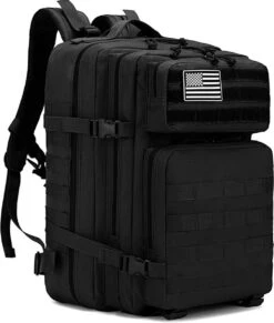 Merkloos Leger Rugzak - 45L - Camouflage - Militaire Tactische Tassen Voor Heren - Voor De Jacht - Voor Trekking - Rugzak - Waterdicht - Bug Out Bag - Airsoft - Zwart