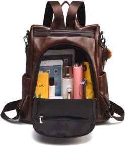 Dames Anti-diefstal Rugzak Schoudertas Vrije Tijd Schooltas Anti Diefstal PU-leer -Reis Opberg Artikelen 1027x1200 4