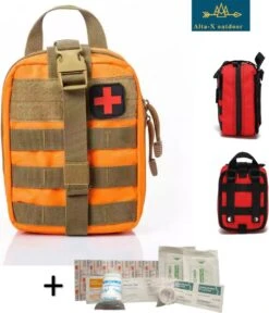 Alta-X Outdoor - EHBO Tas Oranje - Medicijntas - First Aid Bag - Jacht Survival Militaire Edc Pack Molle - Tactical Heuptas Outdoor Sos Pouch Leger Medische Kit Taille Riem Rugzak