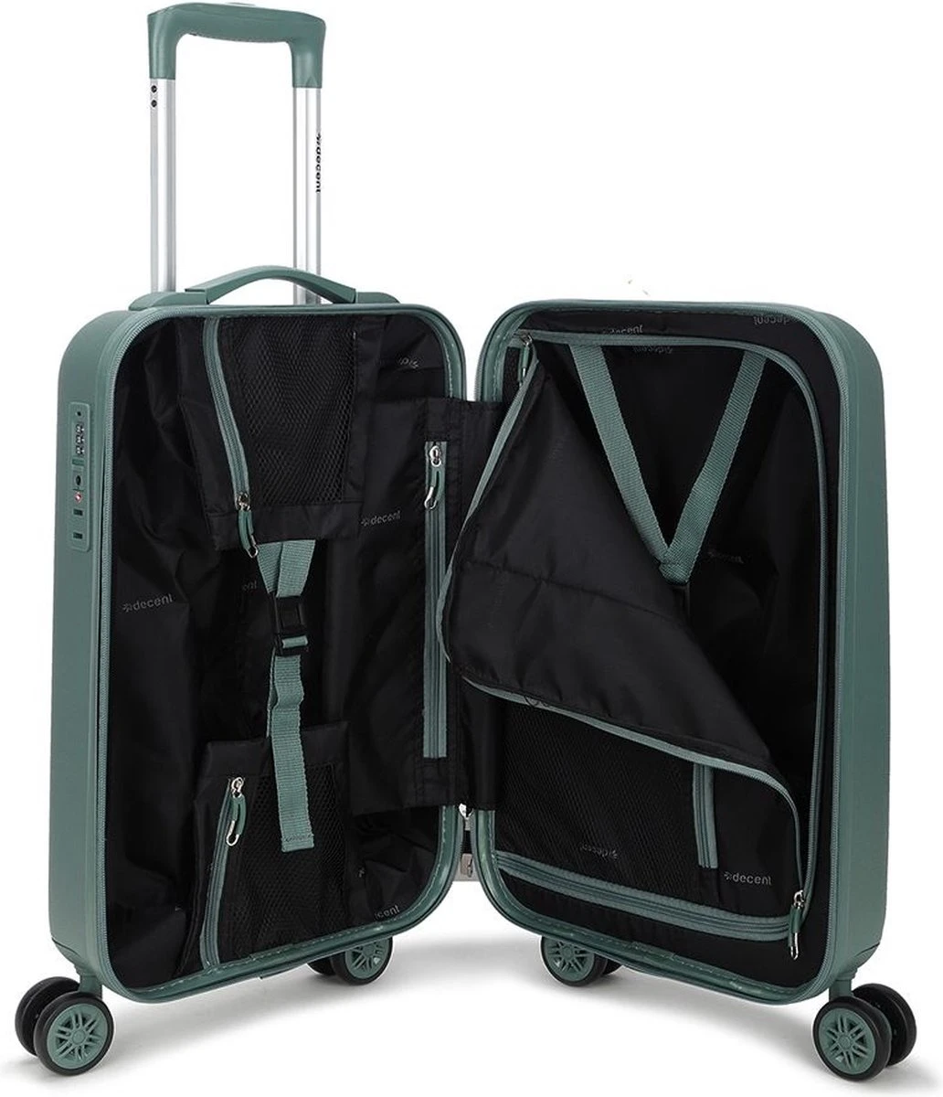 Decent Handbagage Koffer / Trolley / Reiskoffer - 55 Cm - 38 Liter - ABS - Tranporto - Groen 16 Decent Handbagage Koffer / Trolley / Reiskoffer - 55 Cm - 38 Liter - ABS - Tranporto - Groen - Afbeelding 14