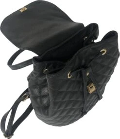 TOUTESTBELLE - Leren Dames Rugzak Quilted Gestikt Ruit Met Extra Vak - Dames - Leer - Zwart -Reis Opberg Artikelen 1040x1200 4