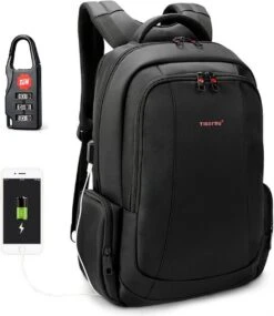 Tigernu Daily Laptop Rugzak 15,6 Inch – Rugtas - Dames En Heren – Spatwaterdicht – Anti Diefstal – 27 Liter - Zwart