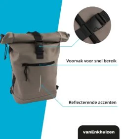 VanEnkhuizen Rolltop Rugzak Met Laptopvak 15,6 Inch - 20 Liter - Waterafstotend En Thermo Materiaal - Taupe -Reis Opberg Artikelen 1047x1200 3