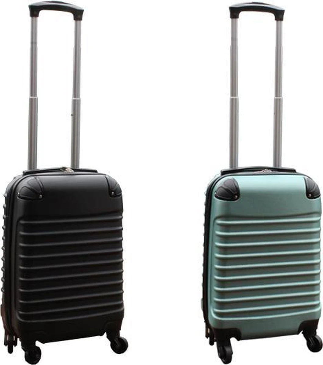 Travelerz Kofferset 2 Delig ABS Handbagage Koffers - Met Cijferslot - 27 Liter - Zwart - Groen 3 Travelerz Kofferset 2 Delig ABS Handbagage Koffers - Met Cijferslot - 27 Liter - Zwart - Groen