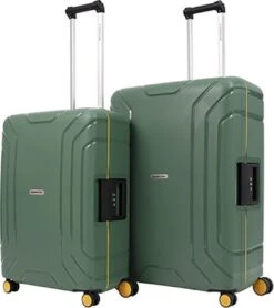 CarryOn Steward Kofferset - 2-delige TSA Trolleyset Met Kliksloten - Dubbele Wielen - Groen