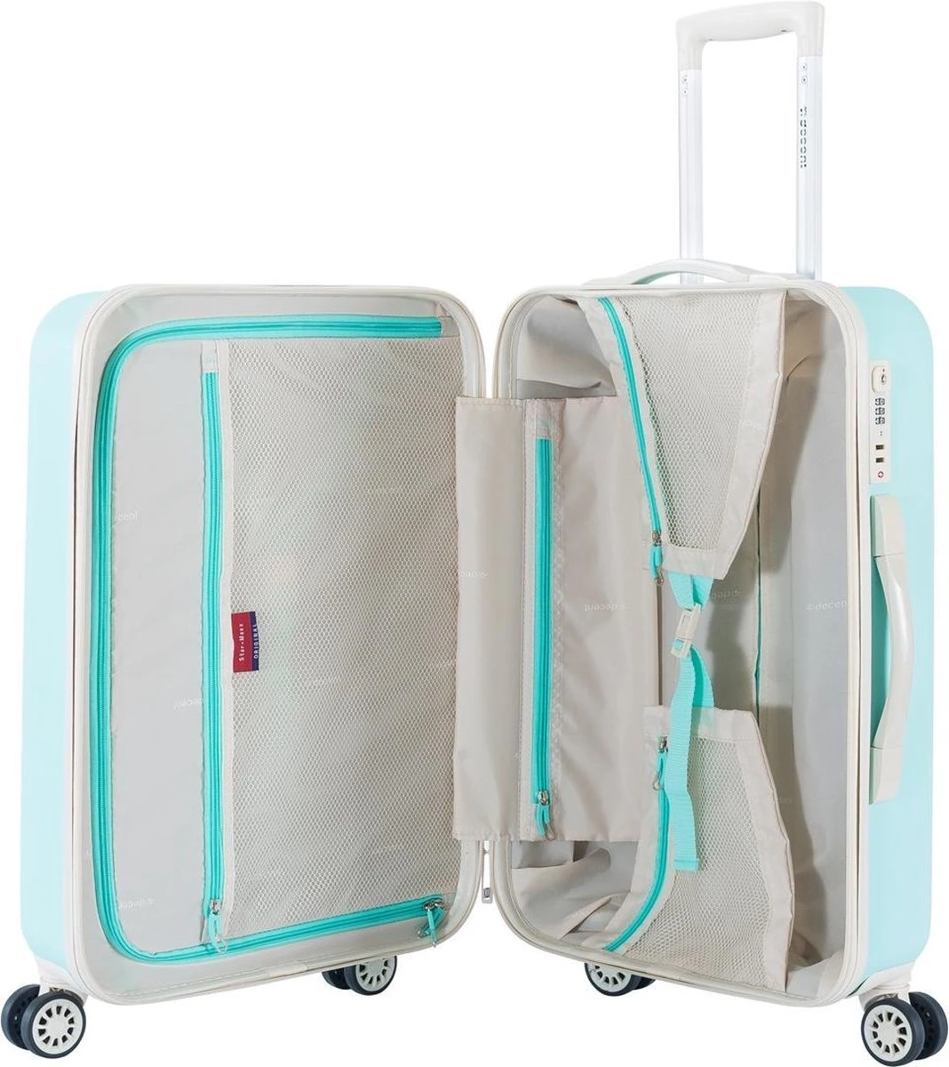Decent Star Maxx Handbagage Koffer - 55 Cm - TSA Slot - Pastel Groen 15 Decent Star Maxx Handbagage Koffer - 55 Cm - TSA Slot - Pastel Groen - Afbeelding 13