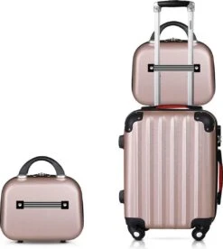 Monzana Hardcase Kofferset 4 Delig - Baseline Beautycase/M/L/XL - Rosé -Reis Opberg Artikelen 1072x1200 2
