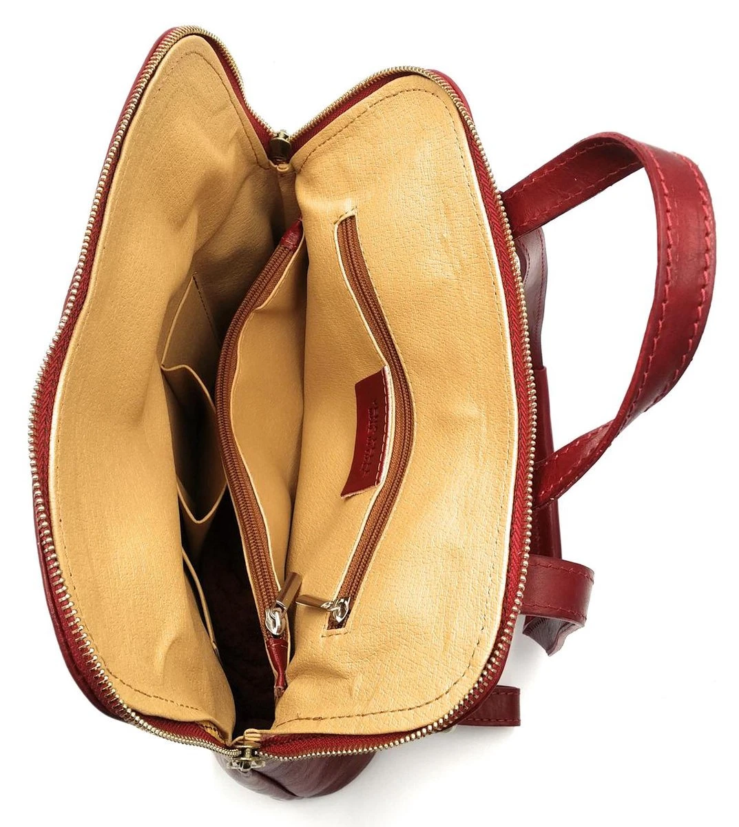 Bestleder – RZ30017 – Rood - Echt Leren - 2 In 1 - Schoudertas – Rugzak - Stevig - Hoge Kwaliteit Italiaans Leer- Rood 10 Bestleder – RZ30017 – Rood - Echt Leren - 2 In 1 - Schoudertas – Rugzak - Stevig - Hoge Kwaliteit Italiaans Leer- Rood - Afbeelding 8