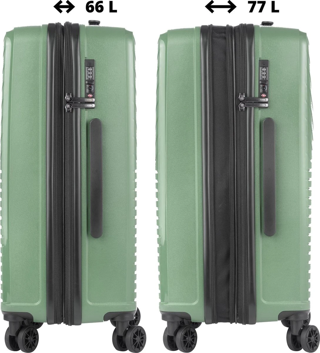 CarryOn Transport TSA Reiskoffer - Trolley 67cm Met Expander - OKOBAN - Dubbele Wielen - Olijf 7 CarryOn Transport TSA Reiskoffer - Trolley 67cm Met Expander - OKOBAN - Dubbele Wielen - Olijf - Afbeelding 5