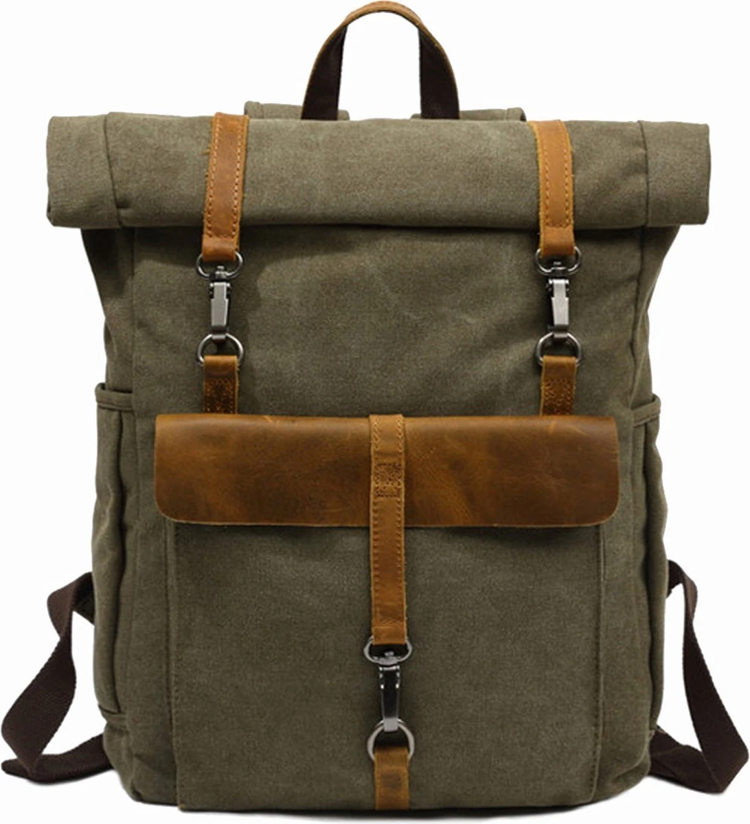 MORGNTAU - Ukiyo - Rugzak - Backpack - Groen - Canvas - Leer 3 MORGNTAU - Ukiyo - Rugzak - Backpack - Groen - Canvas - Leer