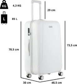 CarryOn Skyhopper Reiskoffer - 78cm TSA Trolley Met OKOBAN - Dubbele Wielen - Wit -Reis Opberg Artikelen 1108x1200 2
