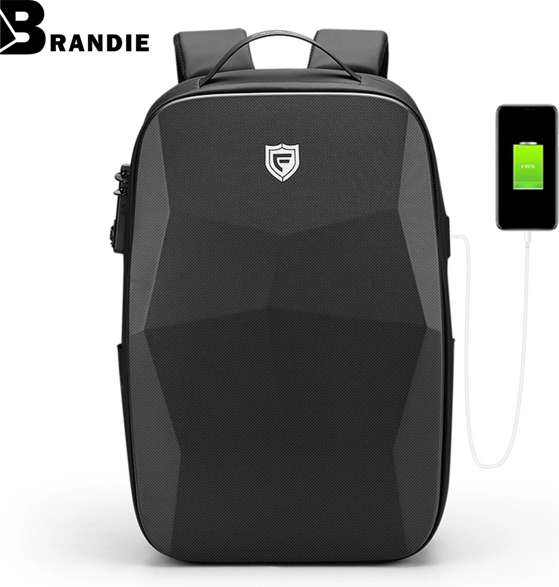 Brandie® - Rugzak - Geschikt Voor 17.3 Inch Laptop - Reistas - Schoudertas - Waterdichte - USB Opladen - Hoge Capaciteit - Anti Diefstal - Normaal Zwart - Voor Heren Tas - Grootte 14*32*48cm - Gewicht 1.3 Kg 3 Brandie® - Rugzak - Geschikt Voor 17.3 Inch Laptop - Reistas - Schoudertas - Waterdichte - USB Opladen - Hoge Capaciteit - Anti Diefstal - Normaal Zwart - Voor Heren Tas - Grootte 14*32*48cm - Gewicht 1.3 Kg