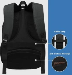 Kono Rugzak - Schooltas - 15,6 Inch Laptop Rugtas - Dames/Heren - 28L - Waterafstotend - Zwart -Reis Opberg Artikelen 1145x1200 5