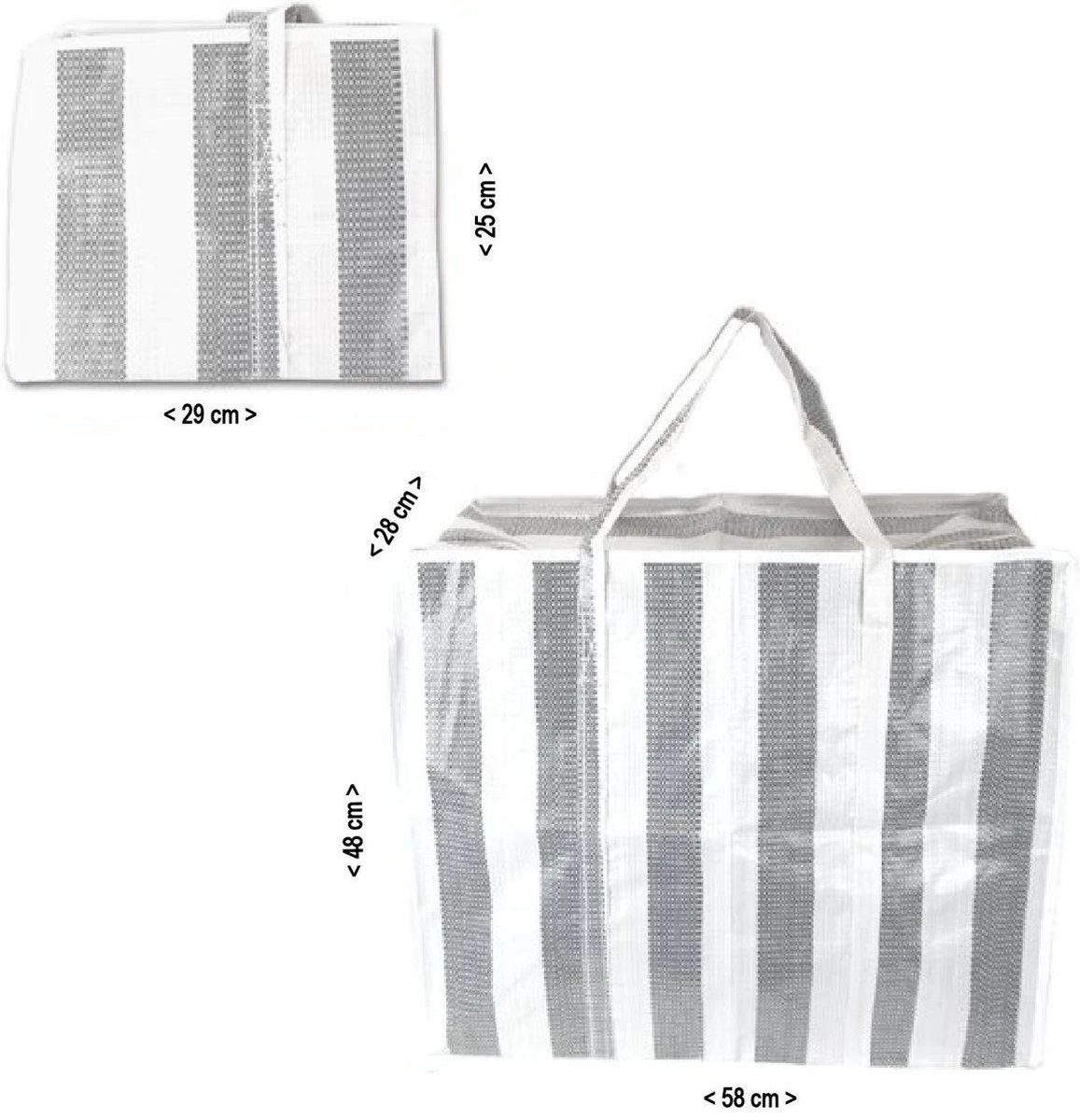 Castillo Jumbo Bag XL Reistas / Opbergtas / Verhuistas / Big Shopper - Set Van 5 Stuks - Grijs Wit 4 Castillo Jumbo Bag XL Reistas / Opbergtas / Verhuistas / Big Shopper - Set Van 5 Stuks - Grijs Wit - Afbeelding 2