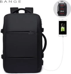 Bange Rugtas - 15,6 Inch - Laptop Rugzak - USB-aansluiting - Waterafstotend - Zwart - Incl. Smart Thermosfles -Reis Opberg Artikelen 1164x1200 12