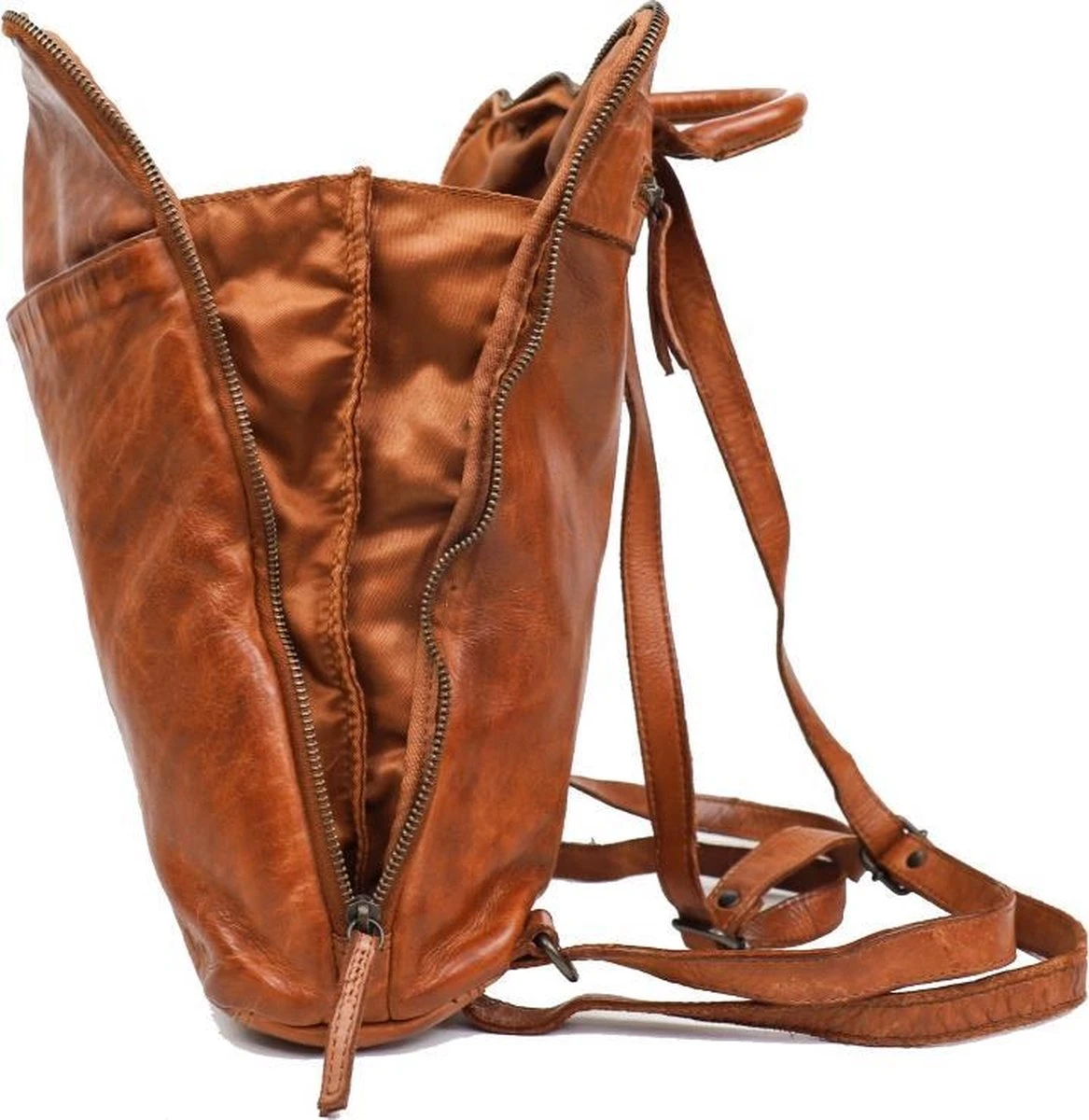 Bear Design Cow Lavato - Leren Rugtas - Cognac 4 Bear Design Cow Lavato - Leren Rugtas - Cognac - Afbeelding 2