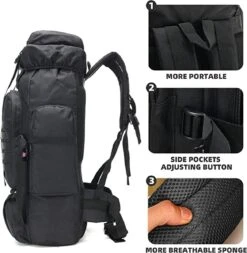 IBright XXL Tactical Backpack 100 Liter - Tactische Rugzak -Militaire Rugzak - Waterdicht - Zwart -Reis Opberg Artikelen 1170x1200 12