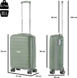 TravelZ Big Bars Handbagagekoffer 55cm Met TSA-slot - Ultrasterk - Olijf -Reis Opberg Artikelen 1175x1200 1