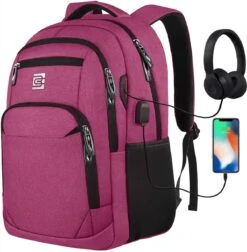 Laptoprugzak Met USB-oplaadconnector Voor Mannen En Vrouwen Voor Werk En School Rugzak Voor Jongens En Tieners Met Laptopvak En Antidiefstaltas (15,6 Inch, Roze) -Reis Opberg Artikelen 1175x1200 4