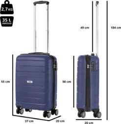 TravelZ Big Bars Handbagagekoffer 55cm Met TSA-slot - Ultrasterk - Blauw -Reis Opberg Artikelen 1176x1200