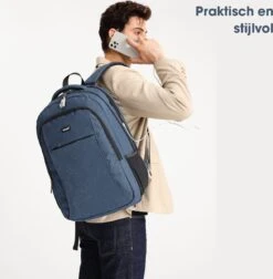 Kono Rugzak XL - Schooltas - 17,3 Inch Laptop Rugtas - Dames/Heren - 36L - Waterafstotend - Blauw -Reis Opberg Artikelen 1178x1200