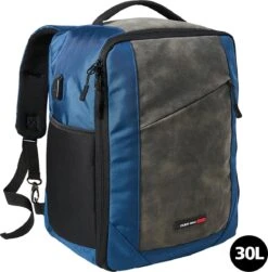 CabinMax Manhatten Reistas– Handbagage 30L - Rugzak Met USB Poort – Backpack - 45x36x20cm – Lichtgewicht - Nettuno Blauw