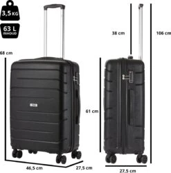 TravelZ Big Bars Reiskoffer 68 Cm Met Dubbele Wielen - Trolley Koffer Met TSA-slot - Zwart -Reis Opberg Artikelen 1183x1200 1
