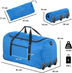 TravelZ Opvouwbare Wieltas | Reistas Op Wielen | 100 Liter | Verbeterd 2022 Model | Blauw -Reis Opberg Artikelen 1186x1200 8