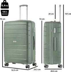 TravelZ Big Bars Reiskoffer 78 Cm Met Dubbele Wielen - Trolley Koffer Met TSA-slot - Olijf -Reis Opberg Artikelen 1187x1200 2