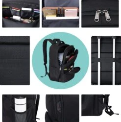 Merkloos Anti Diefstal Waterdichte Rugzak Inclusief Usb Oplaadstation - 14 T/m 15.6 Inch - Zwart -Reis Opberg Artikelen 1188x1200 7