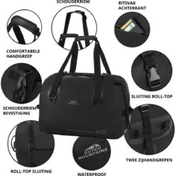 Dutch Mountains Reistas 40ltr – Waterdichte Duffelbag – Sporttas – Travelbag - Roll-top Sluiting – Zwart 12 Dutch Mountains Reistas 40ltr – Waterdichte Duffelbag – Sporttas – Travelbag - Roll-top Sluiting – Zwart -Reis Opberg Artikelen 1192x1200 11