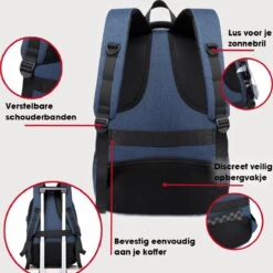 Kono Rugzak XL - Schooltas - 17,3 Inch Laptop Rugtas - Dames/Heren - 36L - Waterafstotend - Blauw -Reis Opberg Artikelen 1198x1200 3