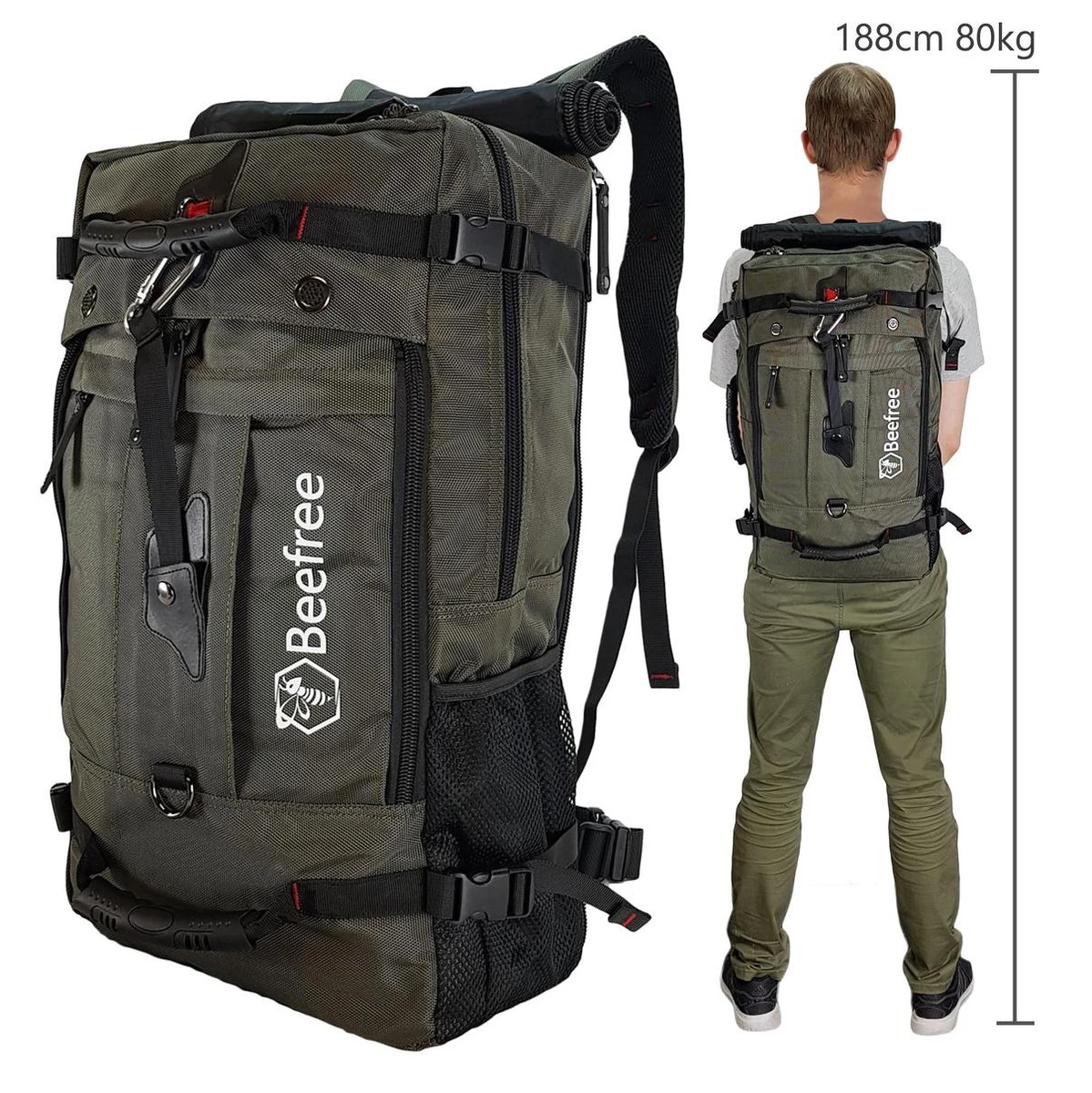 Beefree Anti Diefstal Rugzak| Handbagage Koffer | Handbagage Backpack | Reistas | Rugtas | Werktas | Laptoptas | Schooltas | Schoudertas | Groen 4 Beefree Anti Diefstal Rugzak| Handbagage Koffer | Handbagage Backpack | Reistas | Rugtas | Werktas | Laptoptas | Schooltas | Schoudertas | Groen - Afbeelding 2