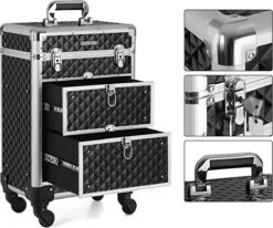 Cosmetic Case Trolley - Professionele Make-up Case - Kapperskoffer Met 4 Uitneembare Wielen -Reis Opberg Artikelen 1200x1003