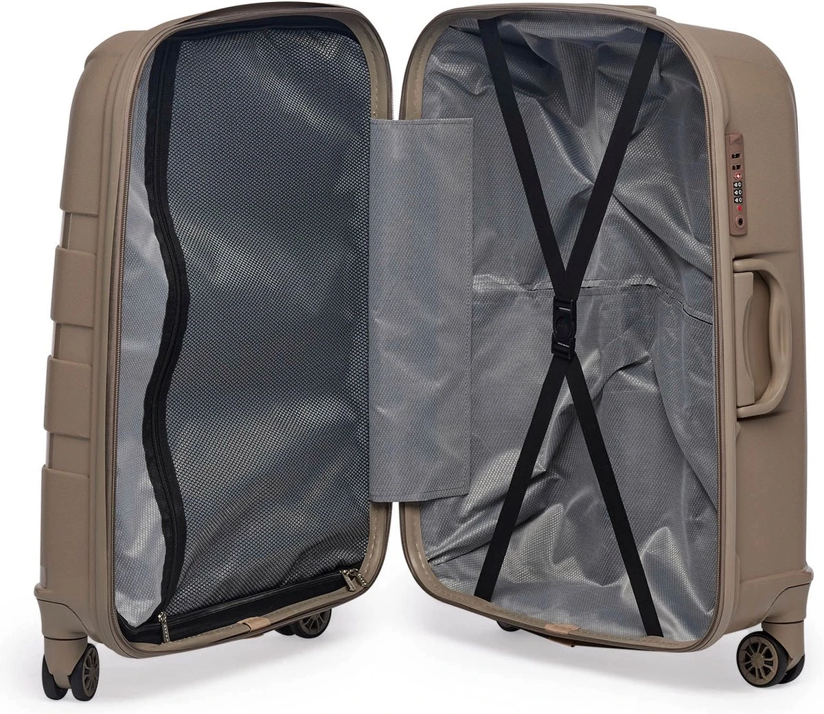 ©TROLLEYZ - Paris No.5 - Reiskoffer - 69cm Met TSA Slot - Dubbele Wielen - 360° Spinners - 100% Polypropyleen - Reiskoffer In Pearl Sand 6 ©TROLLEYZ - Paris No.5 - Reiskoffer - 69cm Met TSA Slot - Dubbele Wielen - 360° Spinners - 100% Polypropyleen - Reiskoffer In Pearl Sand - Afbeelding 4