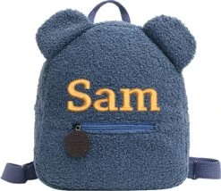 Merkloos Rugtas Teddy Blauw / Geborduurd Met Naam / 7 Verschillende Kleuren Gepersonaliseerd / Teddy Rugzak Kids / Schooltas Met Naam / Tas / Kinderen / Peuter / Kleuter / Teddy Bag / Kind En Baby