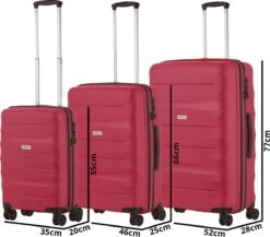 CarryOn Porter ® Kofferset - TSA Trolleyset 3-delig Met OKOBAN - Dubbele Wielen - Rood -Reis Opberg Artikelen 1200x1052 2