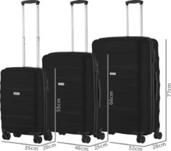 CarryOn Porter ® Kofferset - TSA Trolleyset 3-delig Met OKOBAN - Dubbele Wielen - Zwart -Reis Opberg Artikelen 1200x1062