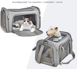 Merkloos - Reistas - Carrier - Transporttas - Huisdiertas Schoudertas - Huisdier Kat Vervoer - Kattentas Hondendraagtas Transport Meenemen Vakantie - Hondendrager - Kat - Hond - Grijs -Reis Opberg Artikelen 1200x1085 5