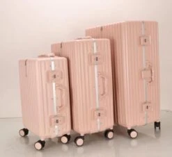 TOP AA Reis Kofferset - Trolleyset 3-delig Met TSA Slot Aluminum Frame, Kleine Cabine En Groot, ABS Luggage, (20+24+28 Inches 3 Pc Set), Roze/pink -Reis Opberg Artikelen 1200x1099 2