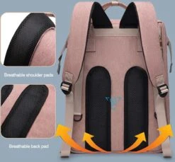 Merkloos Tas Voor Moeders En Vaders Met Uitklapbaar Baby Bedje - Draagbare Box - Rugzak Moeder - Roze - Met Veel Handige Opberg Vakken En USB Oplader - Klamboe - Mummy Bag - Verstelbaar -Reis Opberg Artikelen 1200x1113