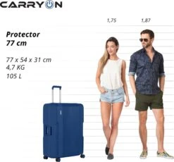 CarryOn Protector Luxe Grote Reiskoffer - Trolley 77cm Met TSA-klikslot - Ultrasterk - Blauw -Reis Opberg Artikelen 1200x1117 3