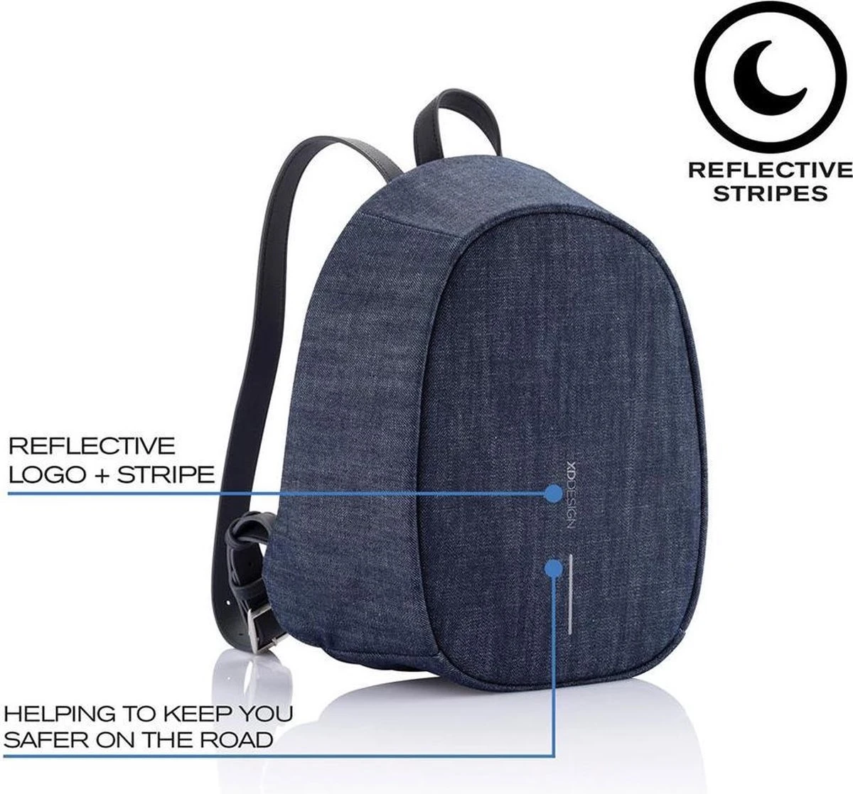 XD Design Elle Fashion Dames Anti-Diefstal Rugzak 6.5 Liter - Denim Blauw 19 XD Design Elle Fashion Dames Anti-Diefstal Rugzak 6.5 Liter - Denim Blauw - Afbeelding 17