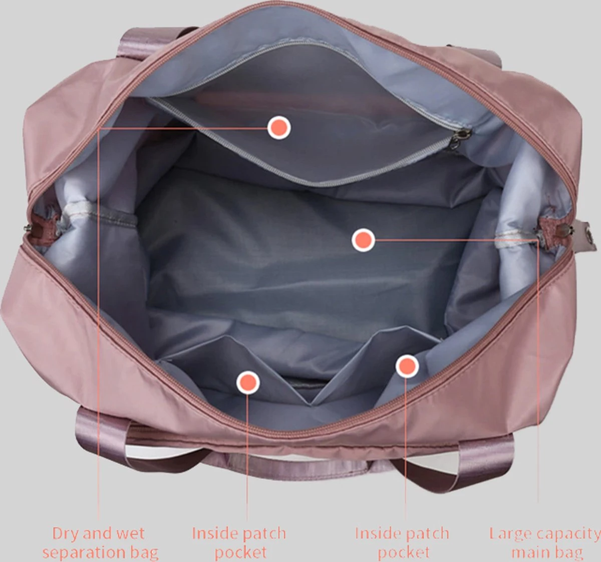 Merkloos Opvouwbare Handbagage Reistas – Opvouwbaar Tot 28 X 18 Cm – Paars 12 Merkloos Opvouwbare Handbagage Reistas – Opvouwbaar Tot 28 X 18 Cm – Paars - Afbeelding 10