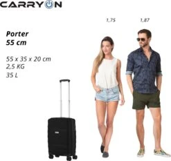 CarryOn Porter ® Handbagagekoffer - 55cm Handbagage Met TSA-slot - OKOBAN Registratie - Zwart -Reis Opberg Artikelen 1200x1134 1